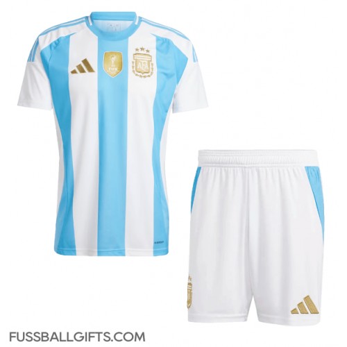 Argentinien Fußballbekleidung Heimtrikot Kinder Copa America 2024 Kurzarm (+ kurze hosen)